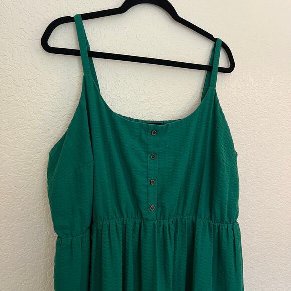 Torrid Green Textured Tiered Maxi Dress Sleeveless Adjustable Strap Boho Prairie - Picture 6 of 14